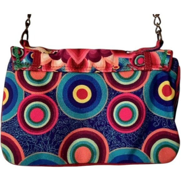 Desigual Colorful Rainbow 2-Compartment Shoulder/XBody Floral, Circles - 7 x 10” - Picture 4 of 11